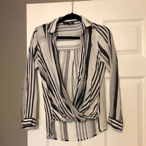 Lulu's Blue and White Striped Long Sleeve Top